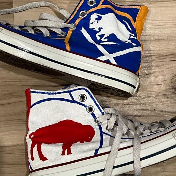 Converse Buffalo Bills Buffalo Sabres Hand Painted Shoes Men’s 7 Women’s 8.5 - Picture 2 of 7